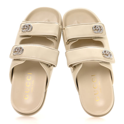 Gucci Calfskin Double G Crystal Womens Isla Dad Sandals 37 Ivory 2 of 8