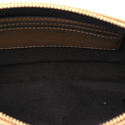 Fendi Raffia Fringe FF Embroidered Baguette Pouch Natural Dark Honey 5 of 10
