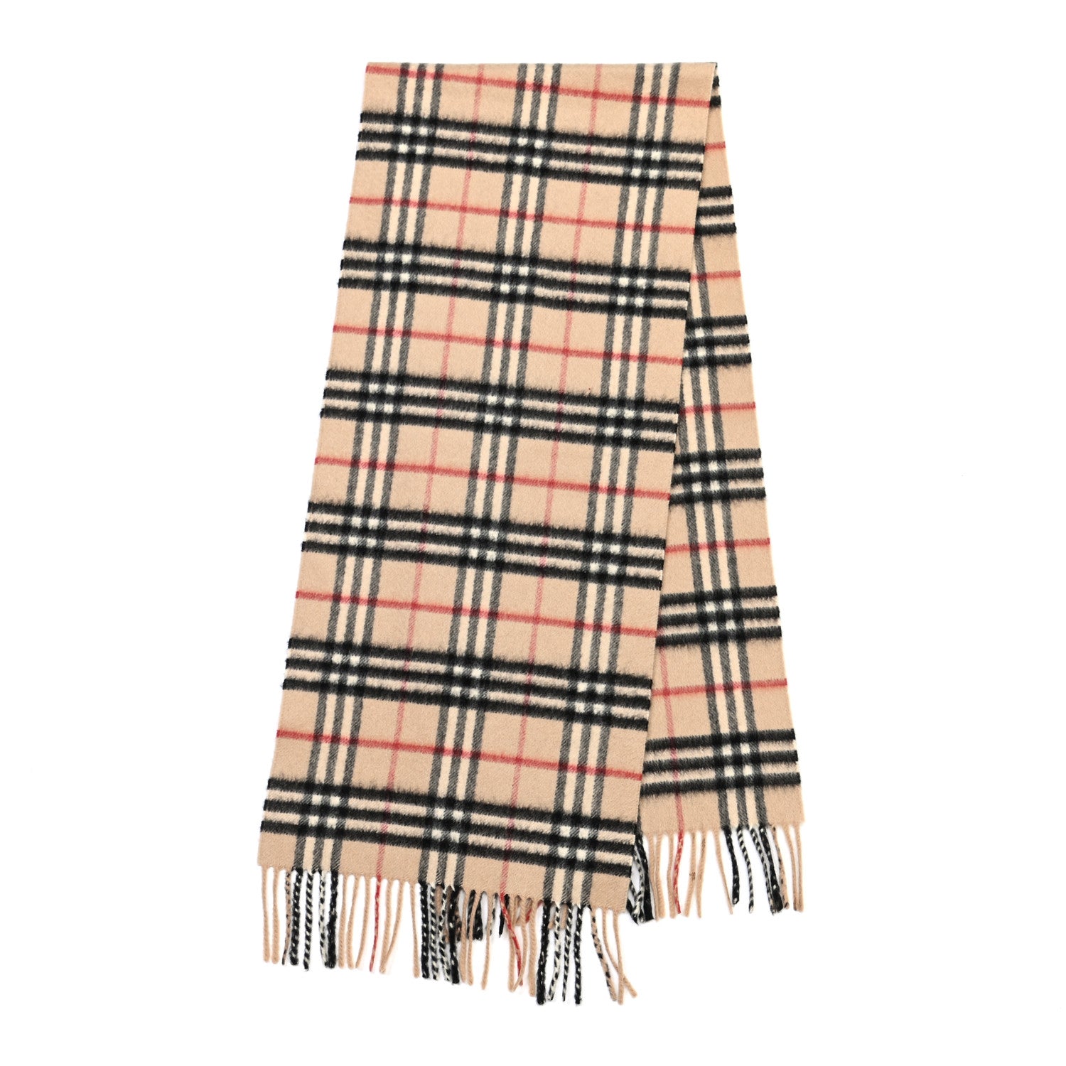 Burberry Cashmere Giant Heritage Check Fringe Scarf Camel 2 of 4