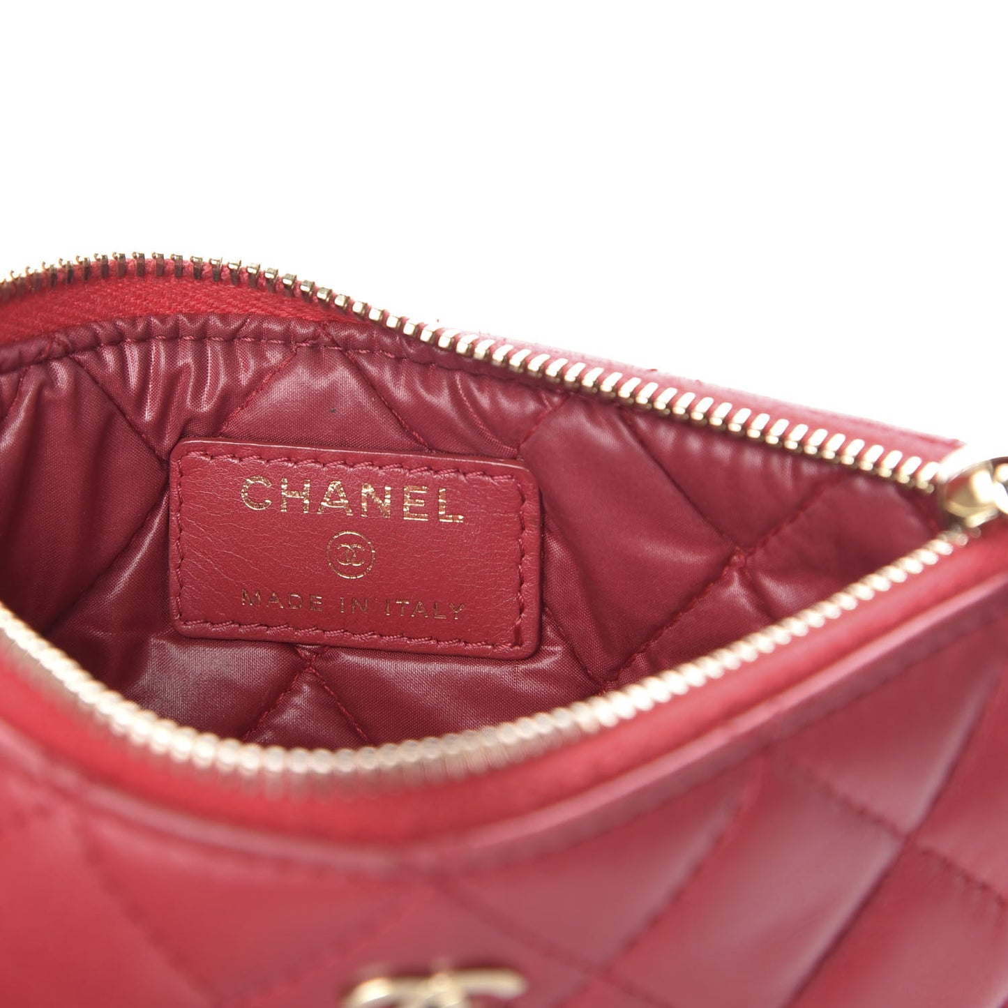 Lambskin Quilted Small Cosmetic Case Dark Pink