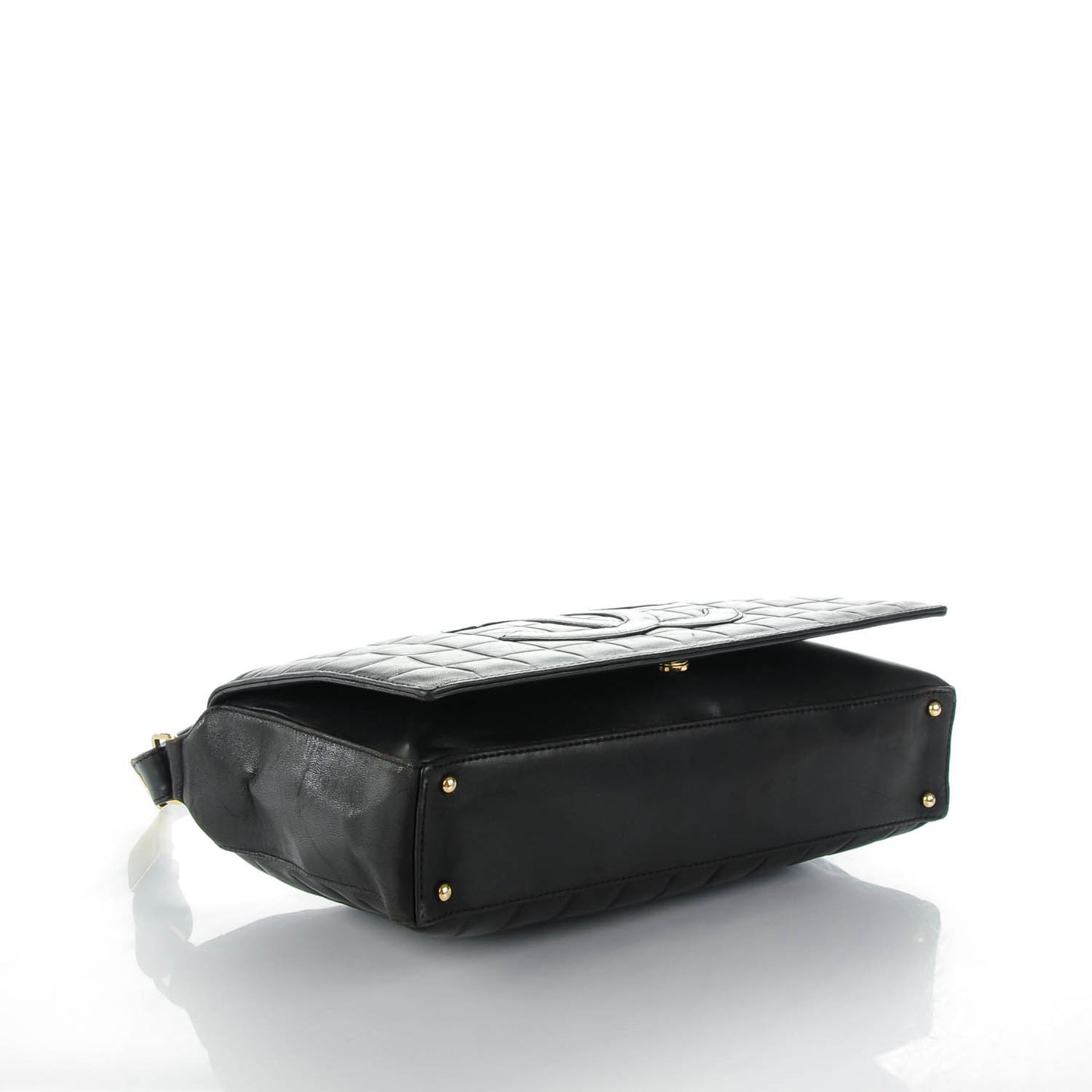 Lambskin Quilted CC Chocolate Bar Flap Black