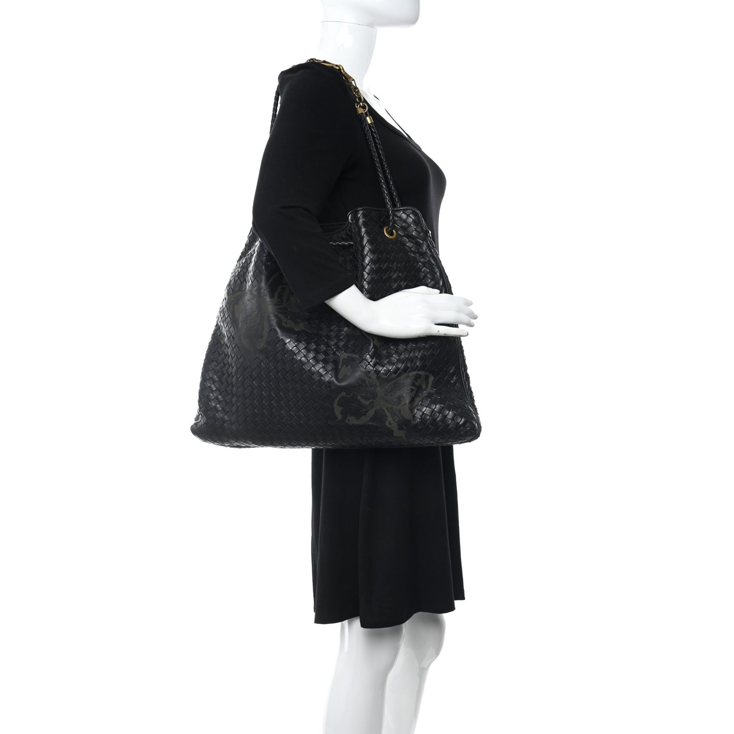 Nappa Intrecciato Butterfly Shoulder Bag Black
