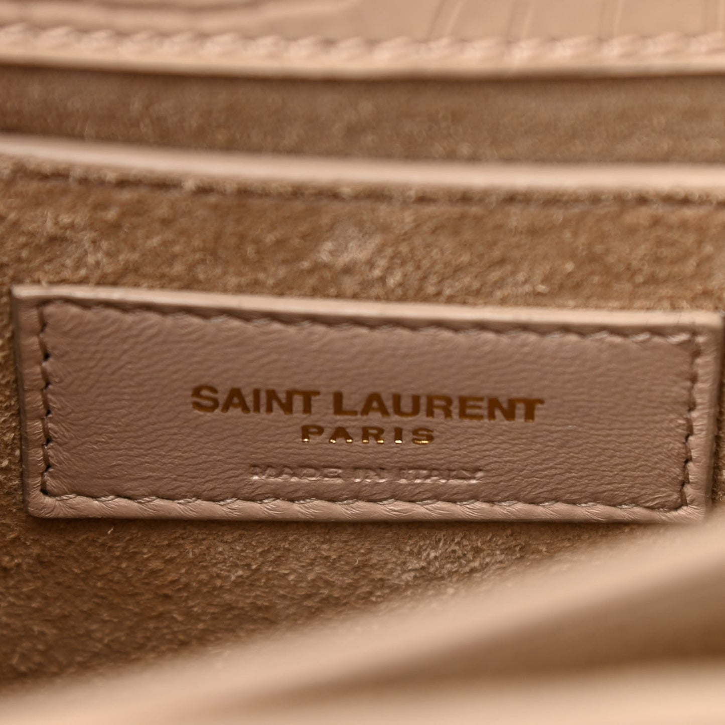 Calfskin Crocodile Embossed Medium Monogram Sunset Dark Beige