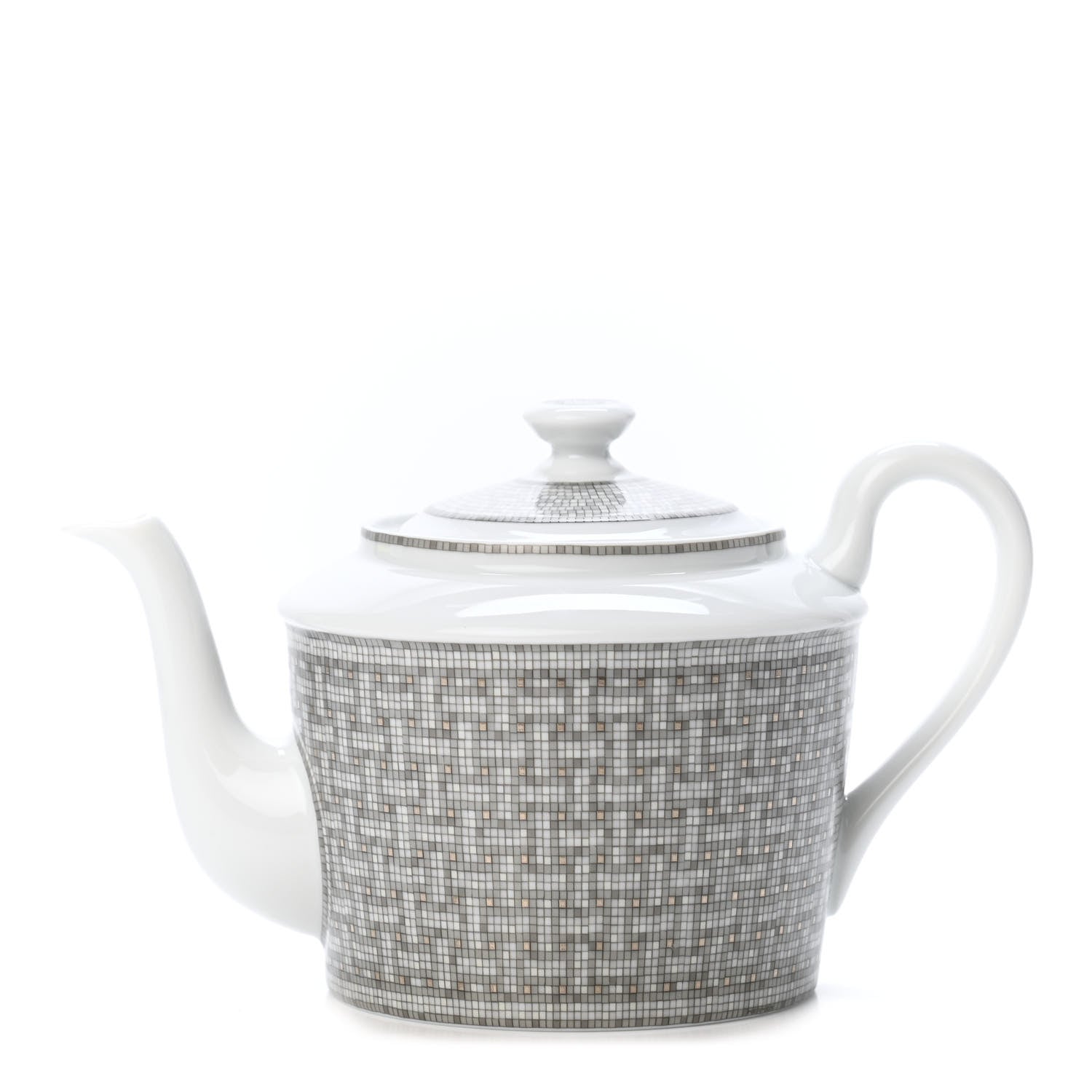 Hermes Porcelain Mosaique Au 24 Platine Coffee/Tea Pot Platinum 1 of 6