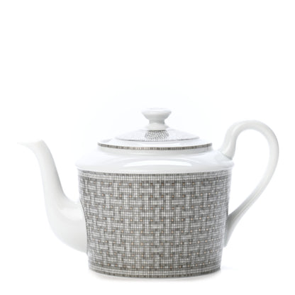 Hermes Porcelain Mosaique Au 24 Platine Coffee/Tea Pot Platinum 1 of 6