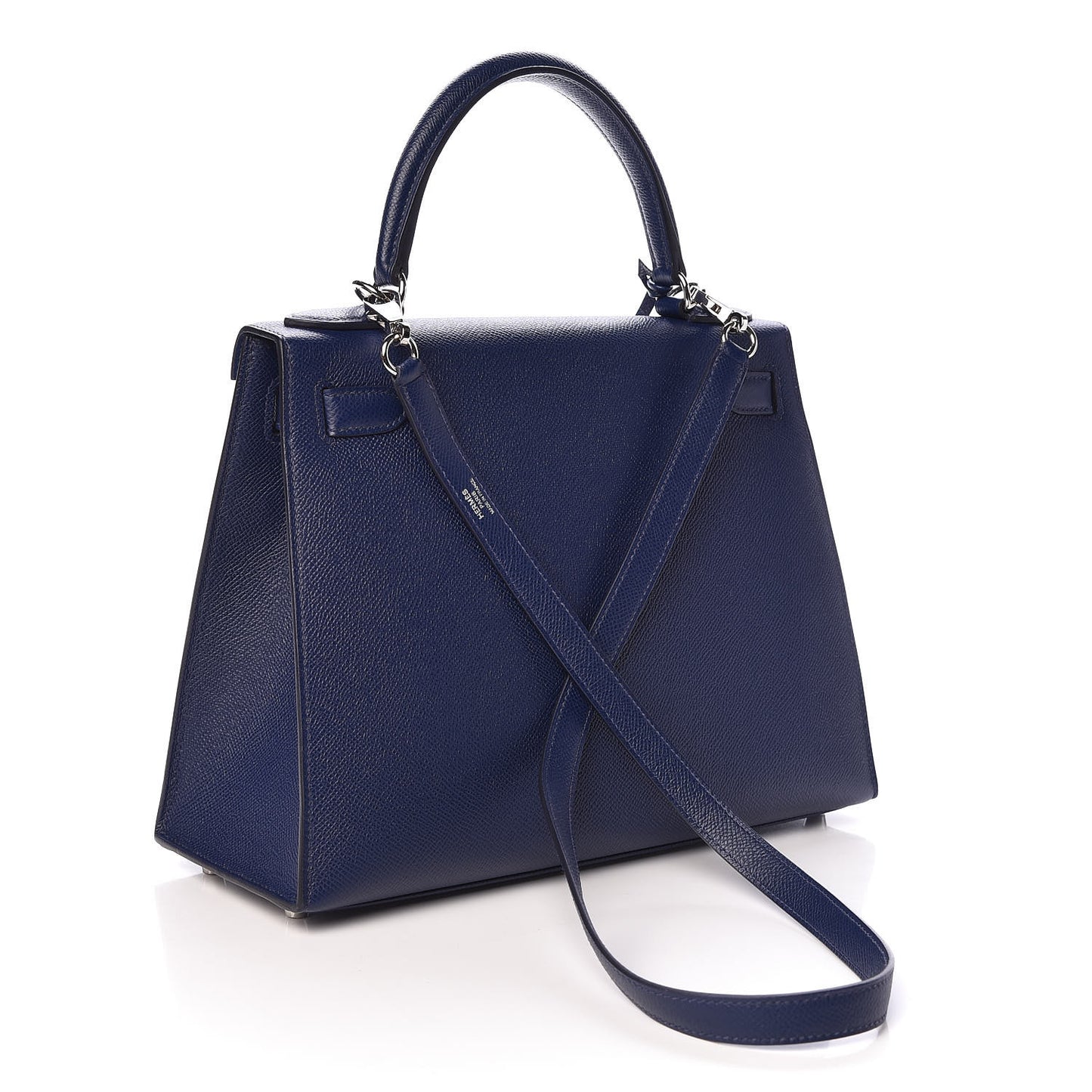 Epsom Taurillon Clemence Chevre Mysore Horseshoe Kellygraphie Lettre M Kelly Sellier 28 Bleu Sapphire Brighton Brique