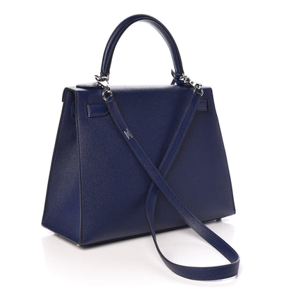 Hermes Epsom Taurillon Clemence Chevre Mysore Horseshoe Kellygraphie Lettre M Kelly Sellier 28 Bleu Sapphire Brighton Brique 4 of 12