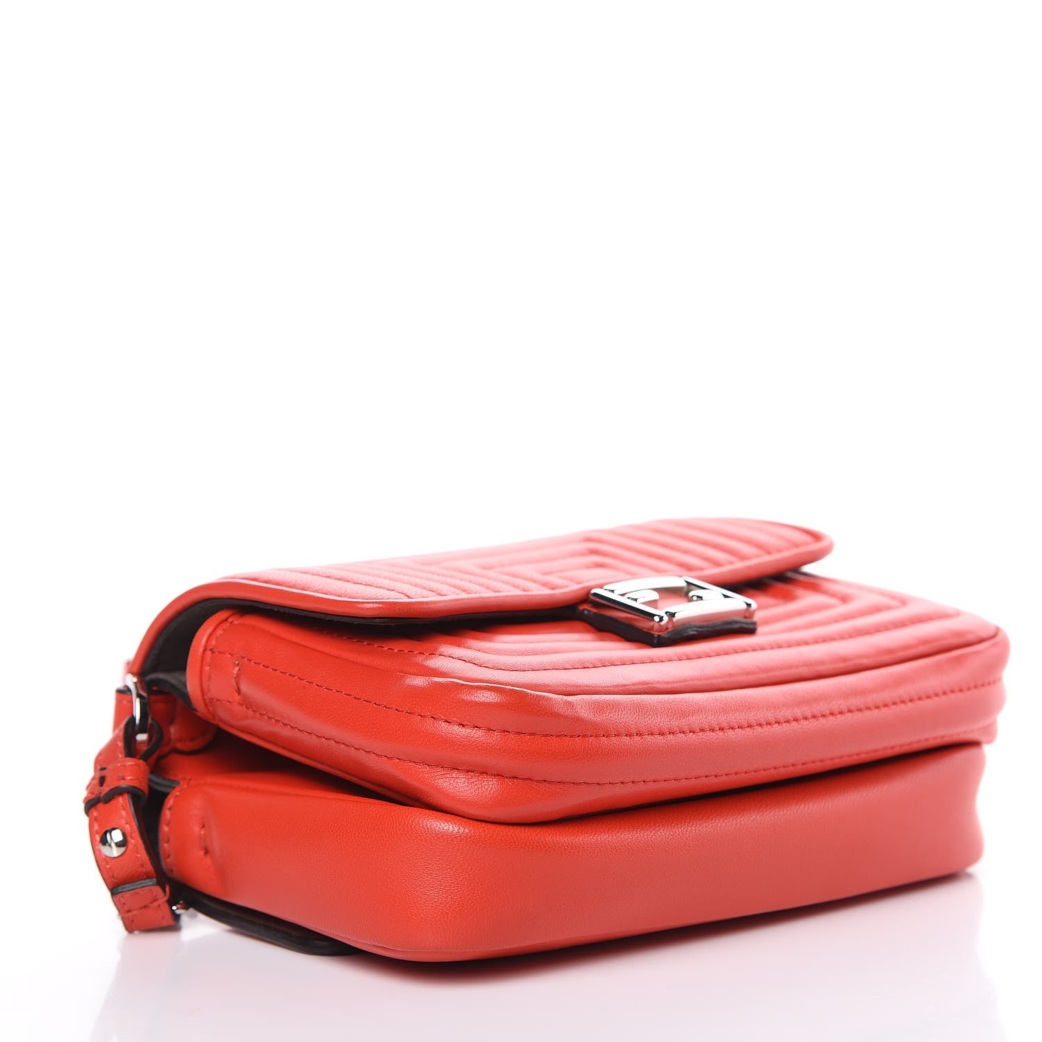 Fendi Shiny Nappa Trapuntata Micro Double Baguette Papavero 4 of 9