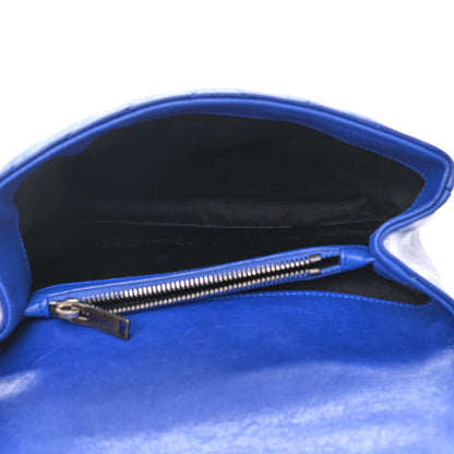 Saint Laurent Sheepskin Matelasse Chevron Monogram Medium College Bag Royal Blue 4 of 9
