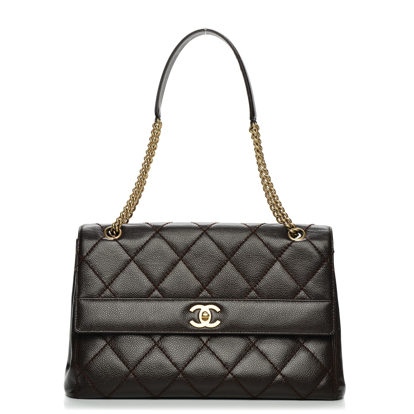 Caviar Quilted Jumbo Single Flap Brown