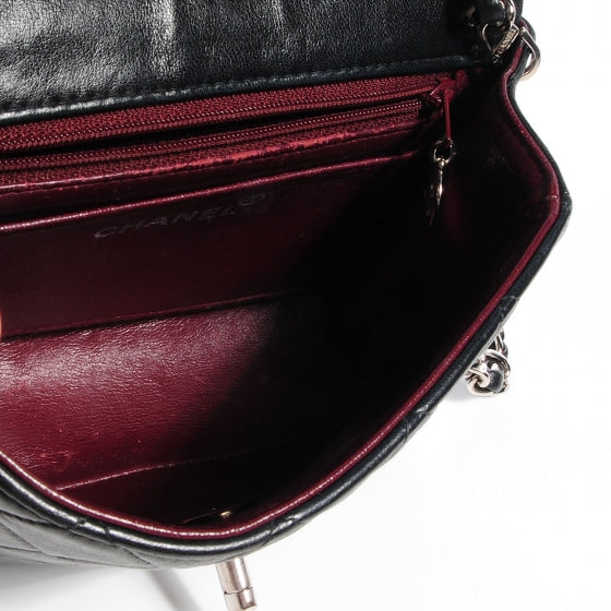 Lambskin Quilted Mini Square Flap Black