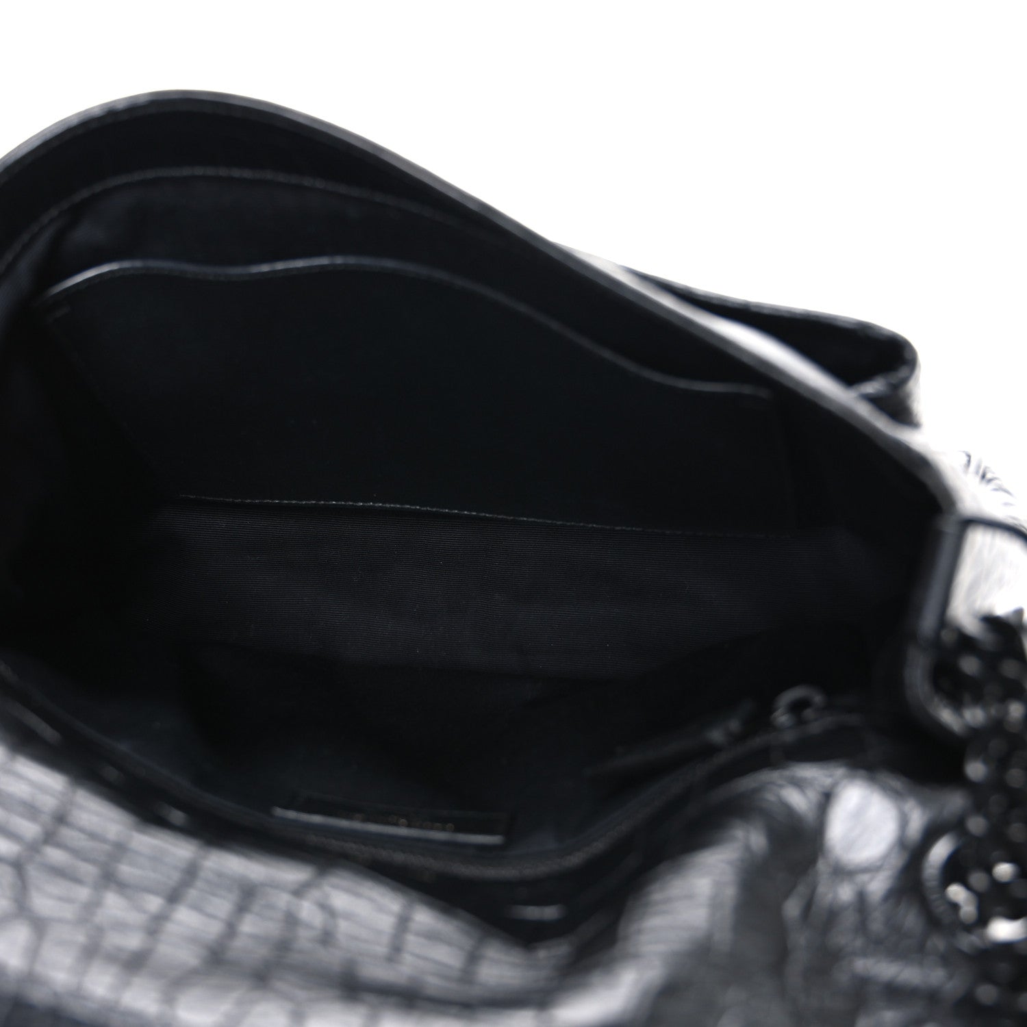 Saint Laurent Crocodile Embossed Lambskin Monogram Medium Niki Chain Satchel Black 5 of 10
