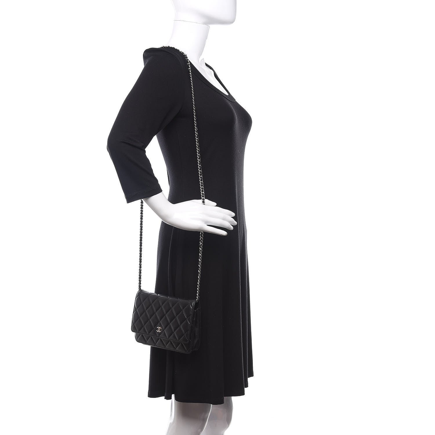 Chanel Lambskin Quilted Wallet On Chain WOC Black 2 of 11