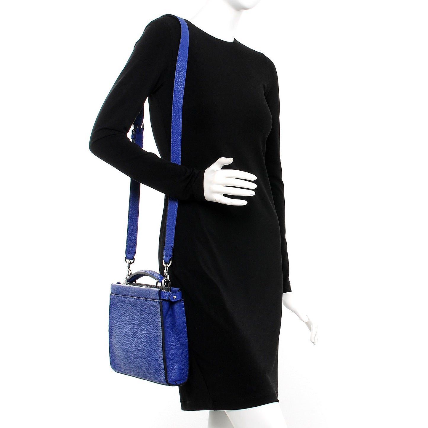 Cuoio Romano Selleria Bi-Color Mini Peekaboo Iconic Fit Satchel Blue Neon Asfalto