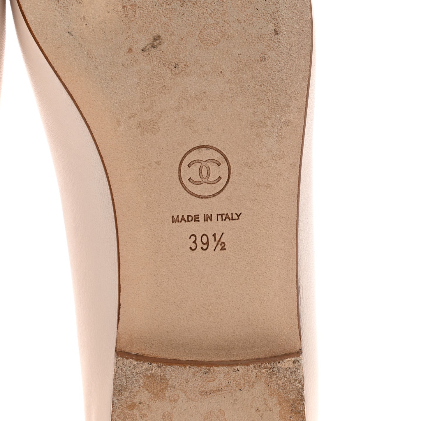 Lambskin Cap Toe Ballerina Flats 39.5 Beige Gold
