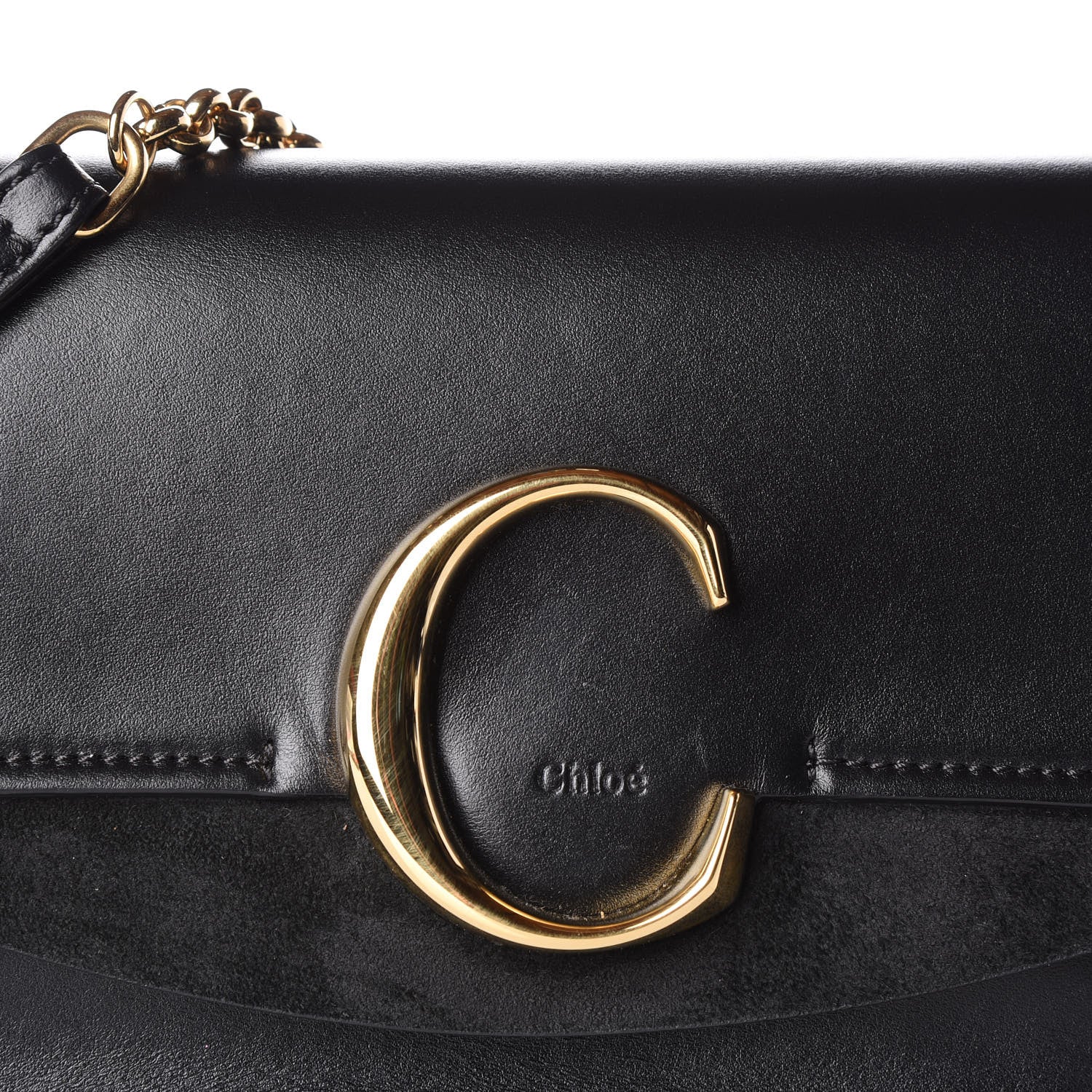 Chloe Calfskin Suede C Clutch With Chain Black 12 of 12