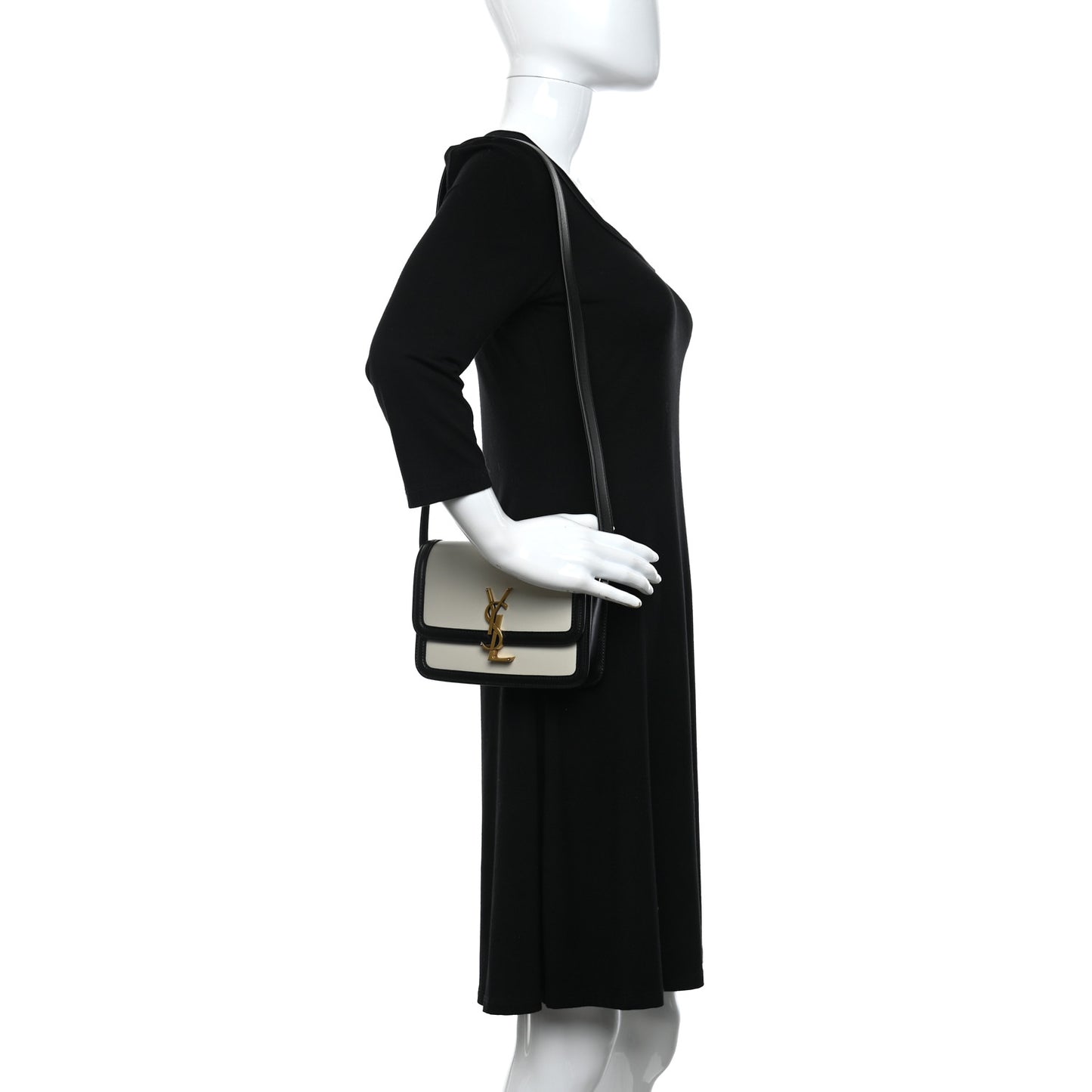 Smooth Calfskin Small Two-tone Solferino Satchel Ivory Natural Black