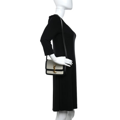 Saint Laurent Smooth Calfskin Small Two-tone Solferino Satchel Ivory Natural Black 3 of 10