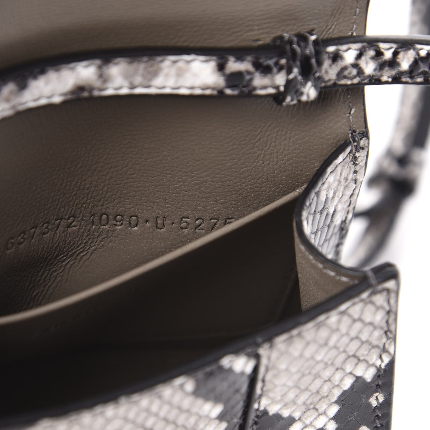 Shiny Calfskin Python Effect Hourglass Top Handle Bag Mini Black White