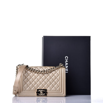 Chanel Metallic Caviar Quilted Medium Boy Flap Light Gold 11 of 11