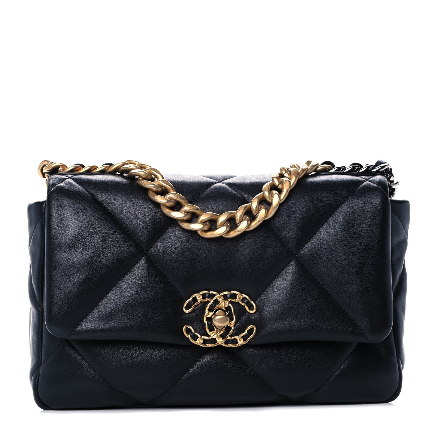 Lambskin Quilted Medium Chanel 19 Flap Black