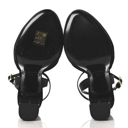 Saint Laurent Velvet Jodie Platform Sandals 37.5 Black 6 of 9