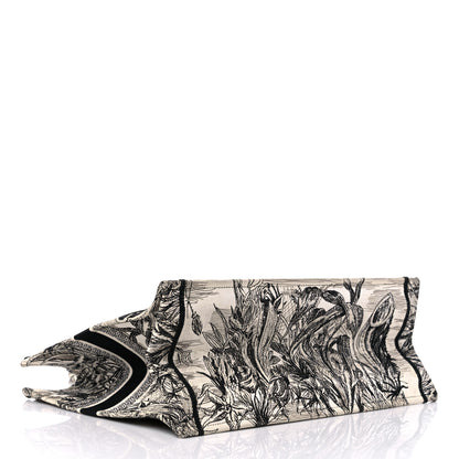Christian Dior Canvas Embroidered Toile De Jouy Book Tote White Black 4 of 15