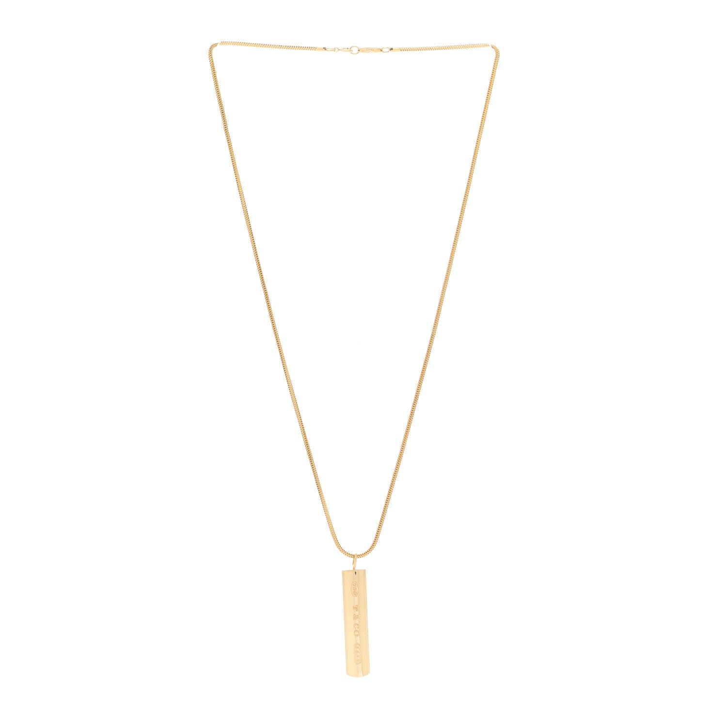 Tiffany 18K Yellow Gold 1837 Bar Pendant Necklace 3 of 6