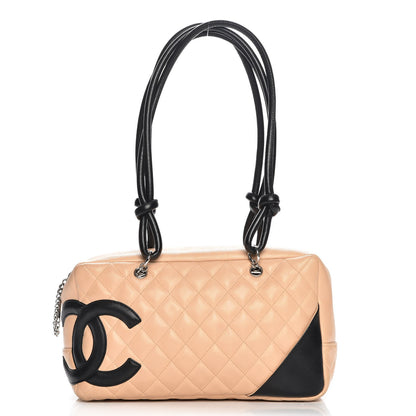 Chanel Calfskin Quilted Large Cambon Bowler Beige Black 1 of 9