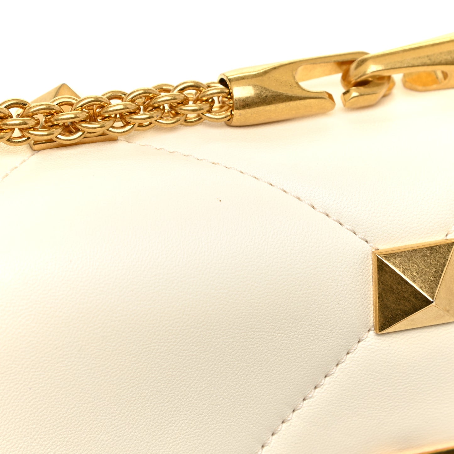 Nappa Large Roman Stud Shoulder Bag Ivory
