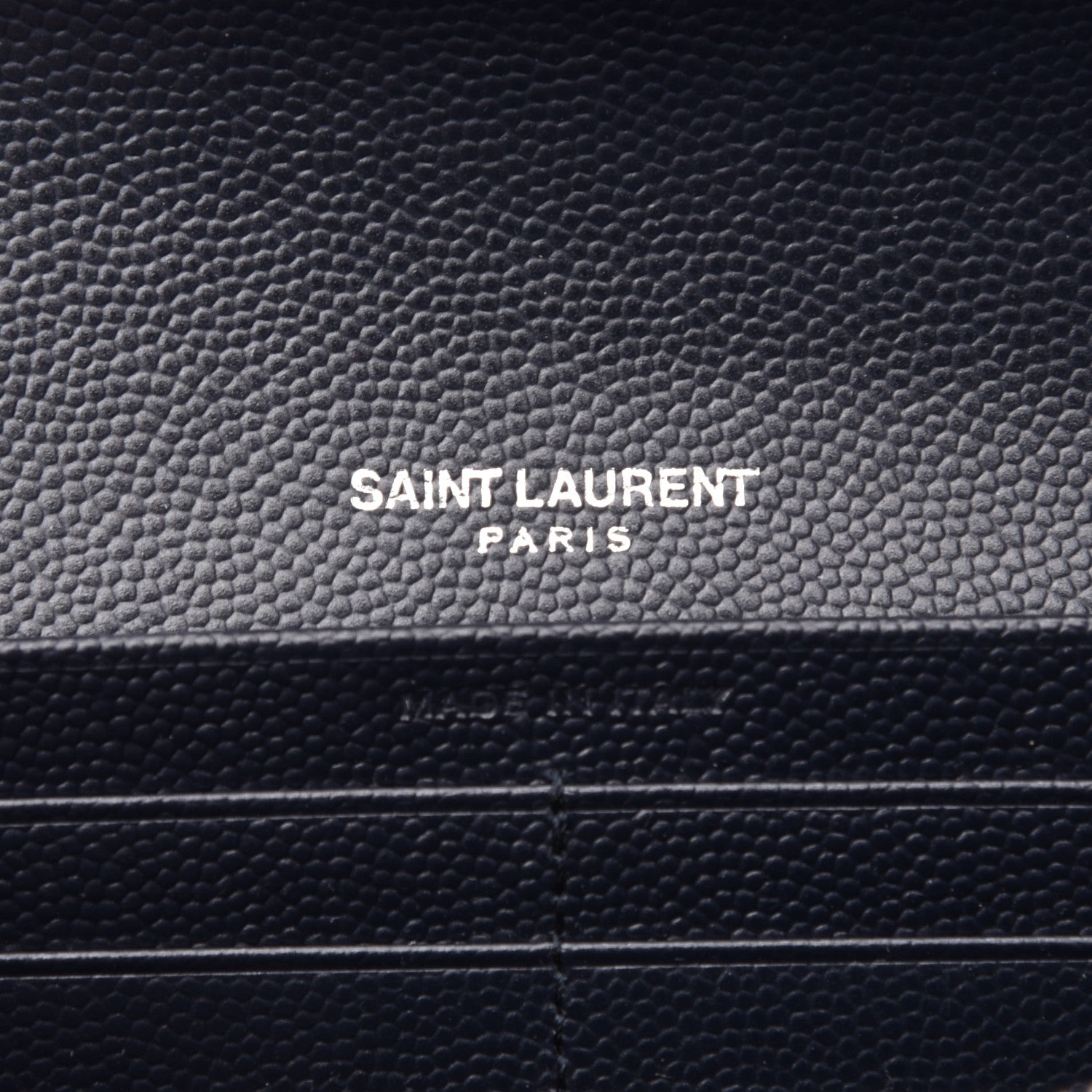 Saint Laurent Grain De Poudre Matelasse Chevron Monogram Flap Wallet Navy 6 of 6