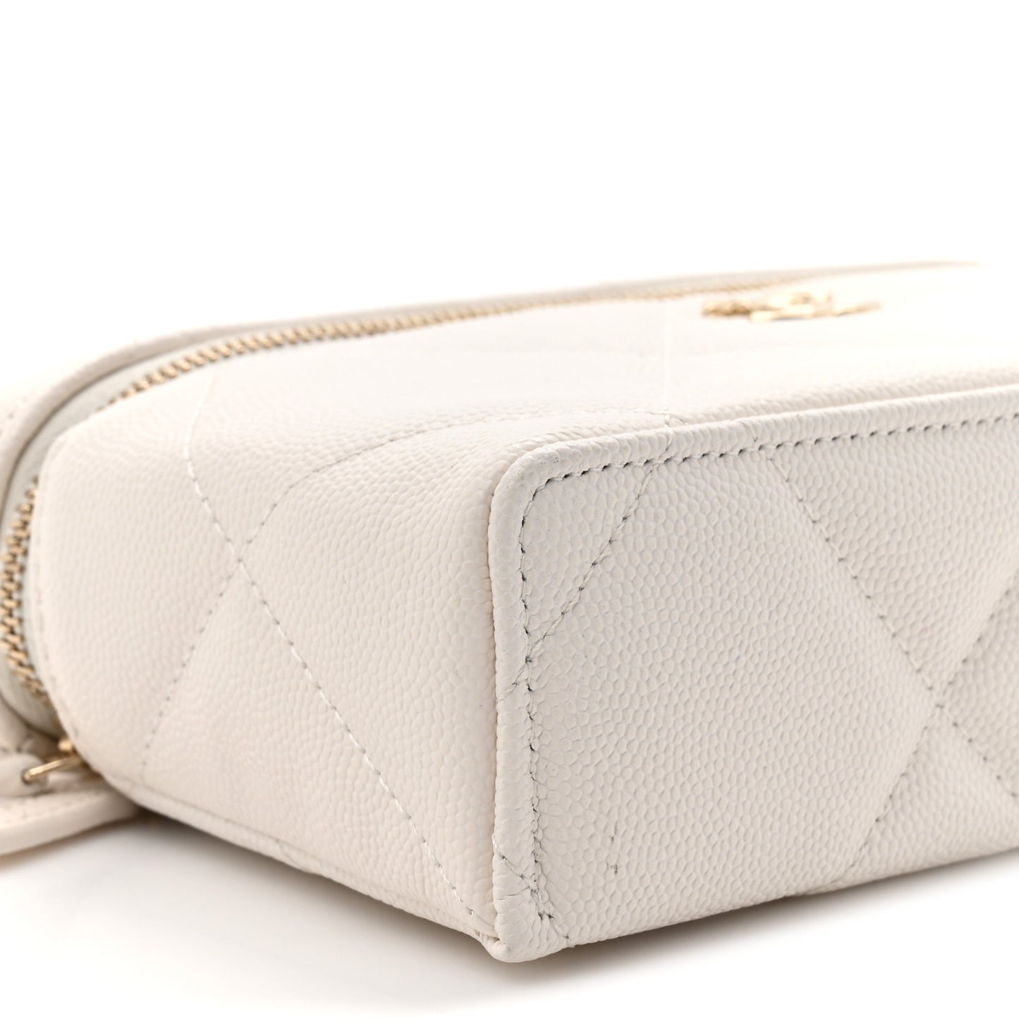 Caviar Quilted Top Handle Slim Vanity With Chain White