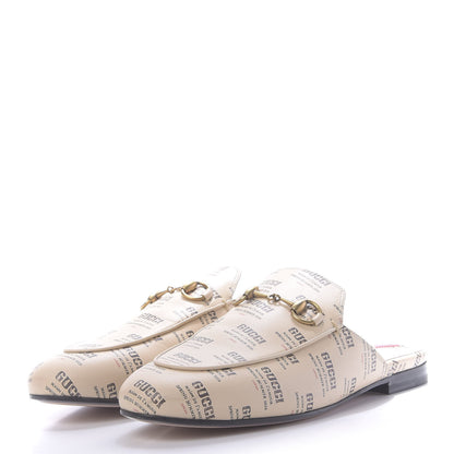 Gucci Calfskin Stamp Print Womens Princetown Slippers 37.5 Soy Black 6 of 20