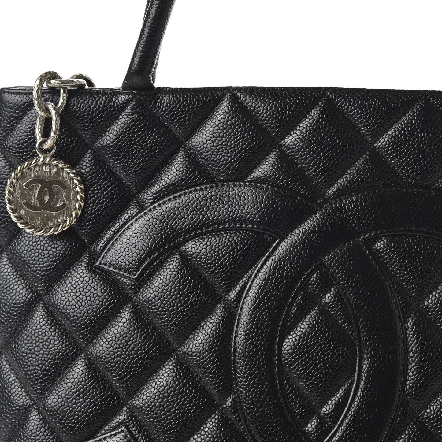 Caviar Quilted Medallion Tote Black