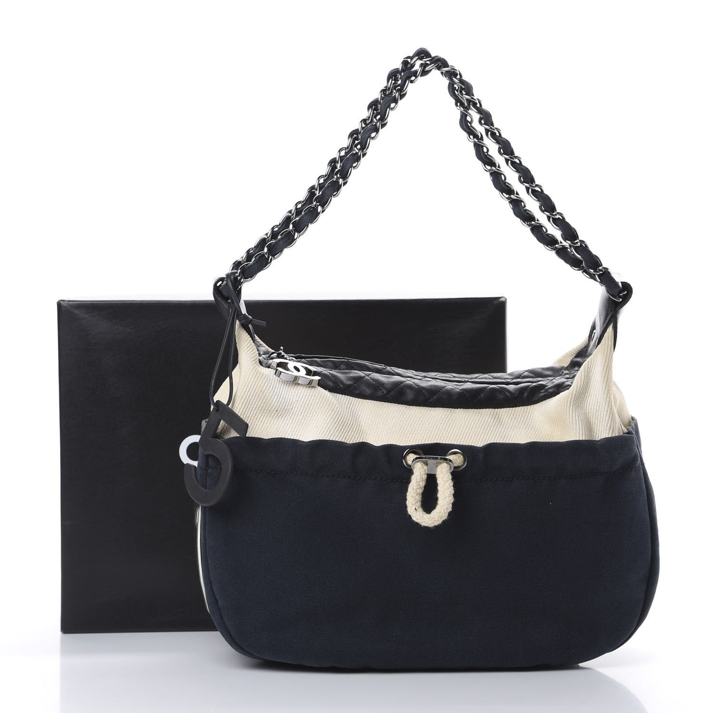 Canvas Sport Drawstring Hobo Navy Off White
