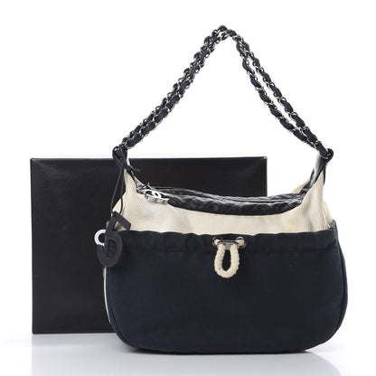 Chanel Canvas Sport Drawstring Hobo Navy Off White 16 of 16