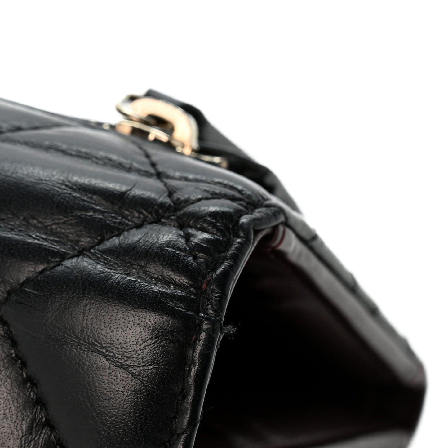 Aged Calfskin Quilted Reissue Compact Wallet Black