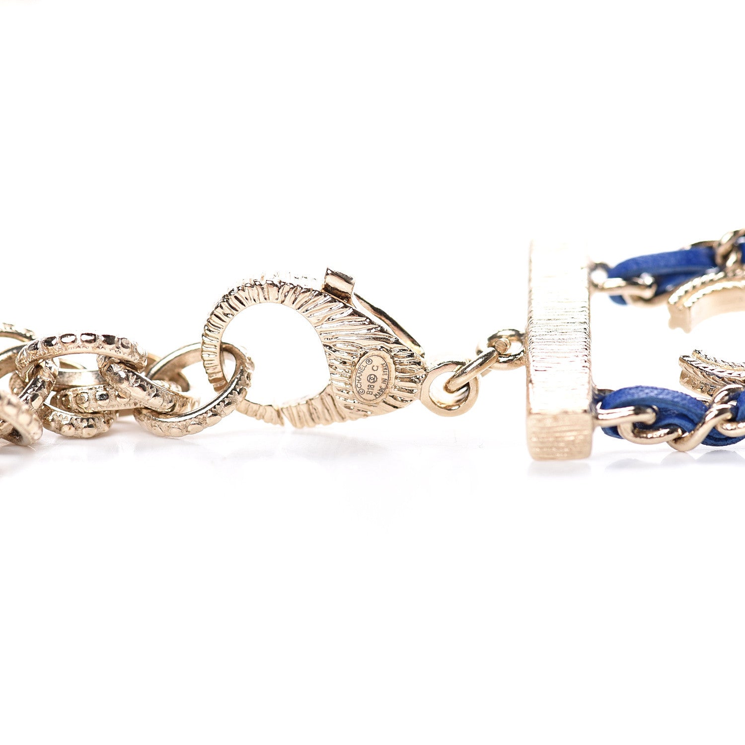 Chanel Calfskin CC Chain Fancy Belt 90 Gold Blue 3 of 4