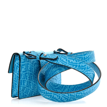 Fendi X SARAH COLEMAN Glazed Fabric Enamel Small FF Vertigo Baguette Belt Pouch Cyber Blue 3 of 10