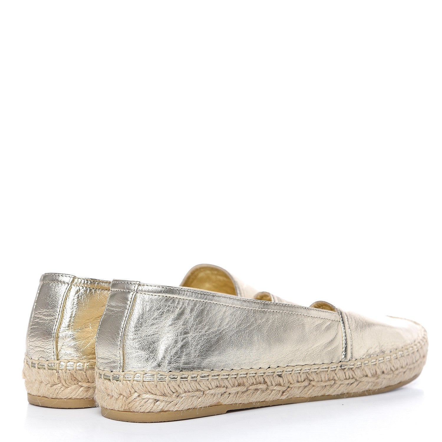 Saint Laurent Metallic Lambskin Monogram Espadrilles 37 Gold 4 of 8