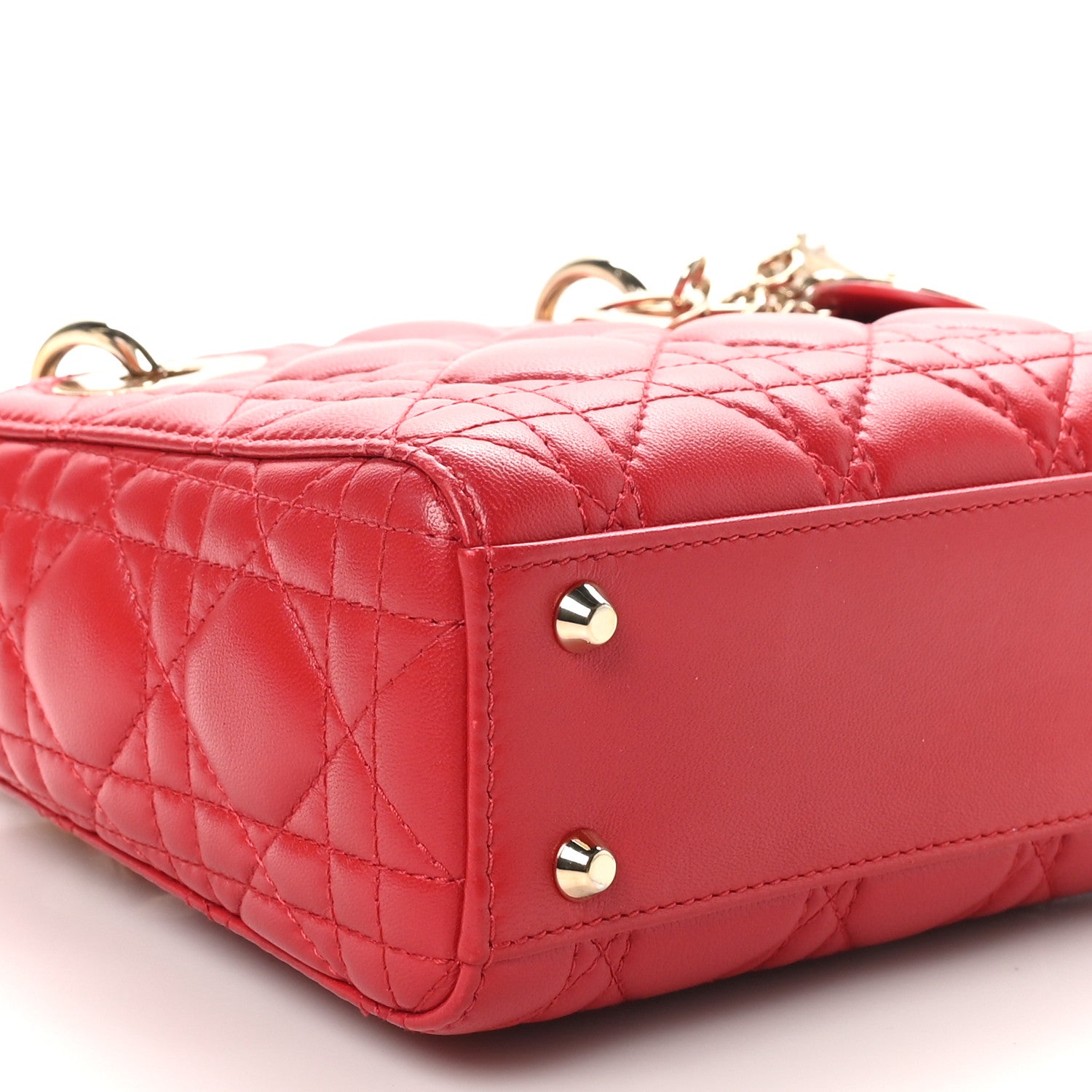 Christian Dior Lambskin Cannage Mini Lady Dior Red 9 of 11