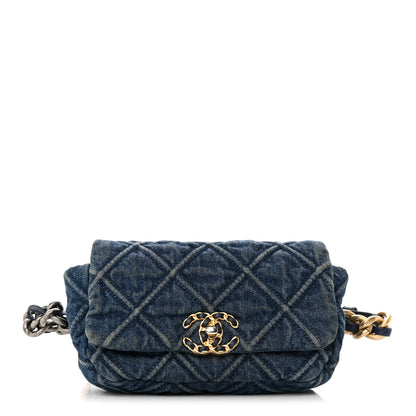Chanel Denim Quilted Chanel 19 Belt Bag Blue 1 of 15