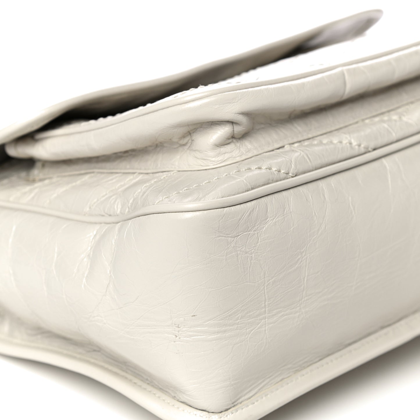 Crinkled Calfskin Matelasse Monogram Medium Niki Chain Satchel Blanc Vintage