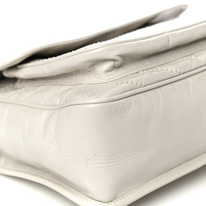 Saint Laurent Crinkled Calfskin Matelasse Monogram Medium Niki Chain Satchel Blanc Vintage 10 of 11