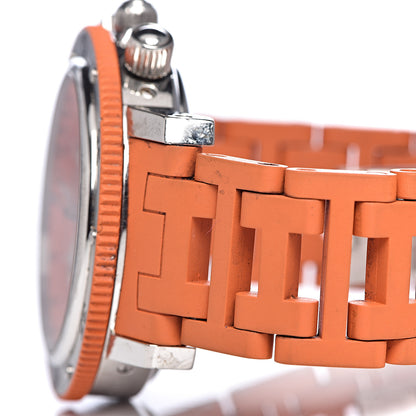 Hermes Stainless Steel Rubber 39mm Clipper Chronograph Quartz Watch Orange 8 of 11