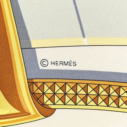 Hermes Silk Grand Apparat Forever Scarf 90 Creme Gold Multicolore 5 of 6