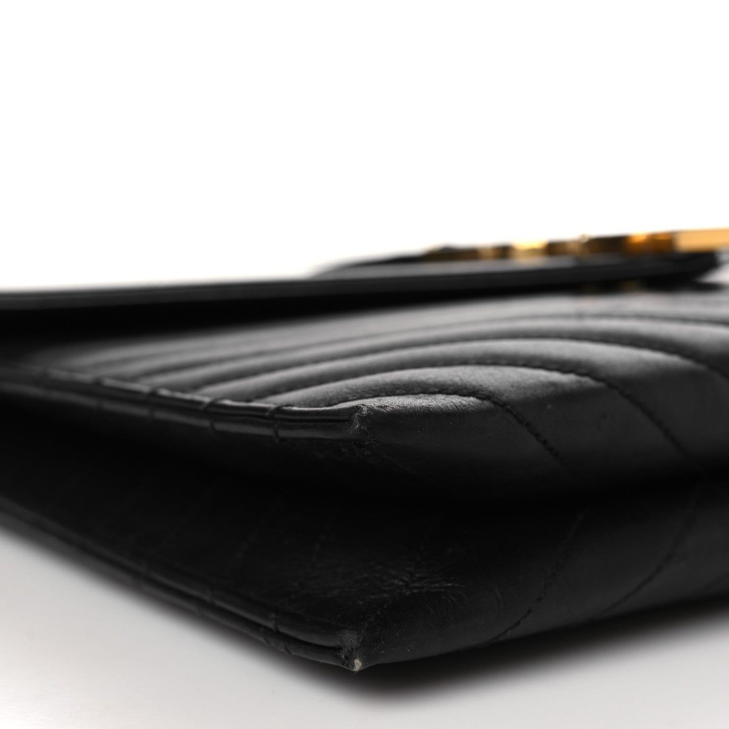 Saint Laurent Calfskin Matelasse Chevron Medium Monogram Satchel Black 7 of 8