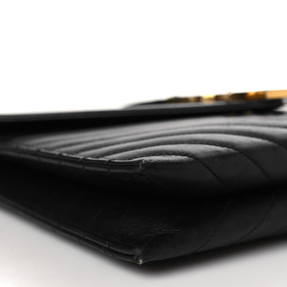 Saint Laurent Calfskin Matelasse Chevron Medium Monogram Satchel Black 7 of 8