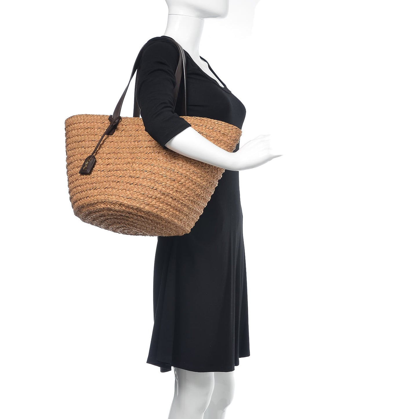 Raffia Calfskin Medium Panier Tote