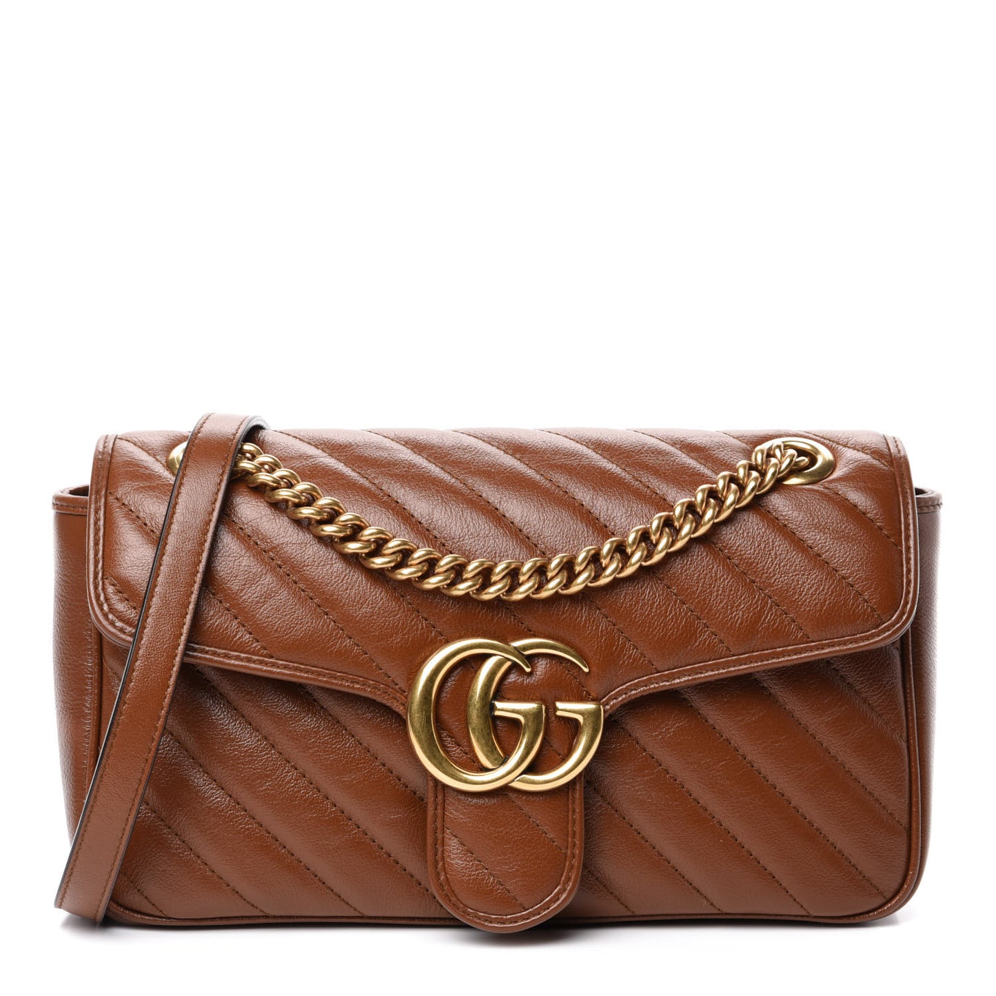 Azalea Calfskin Matelasse Diagonal Small GG Marmont Shoulder Bag Cuir